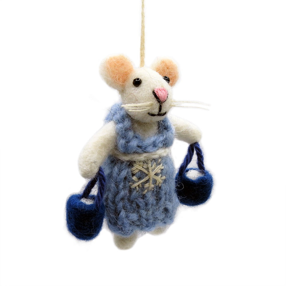 Milkmaid Mouse - Felted Mouse Ornament