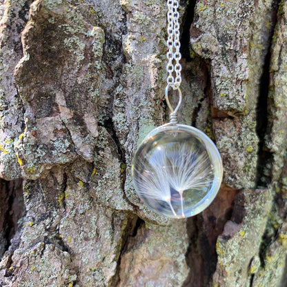 Wish Charm - Dandelion Seed Glass Pendant Necklace