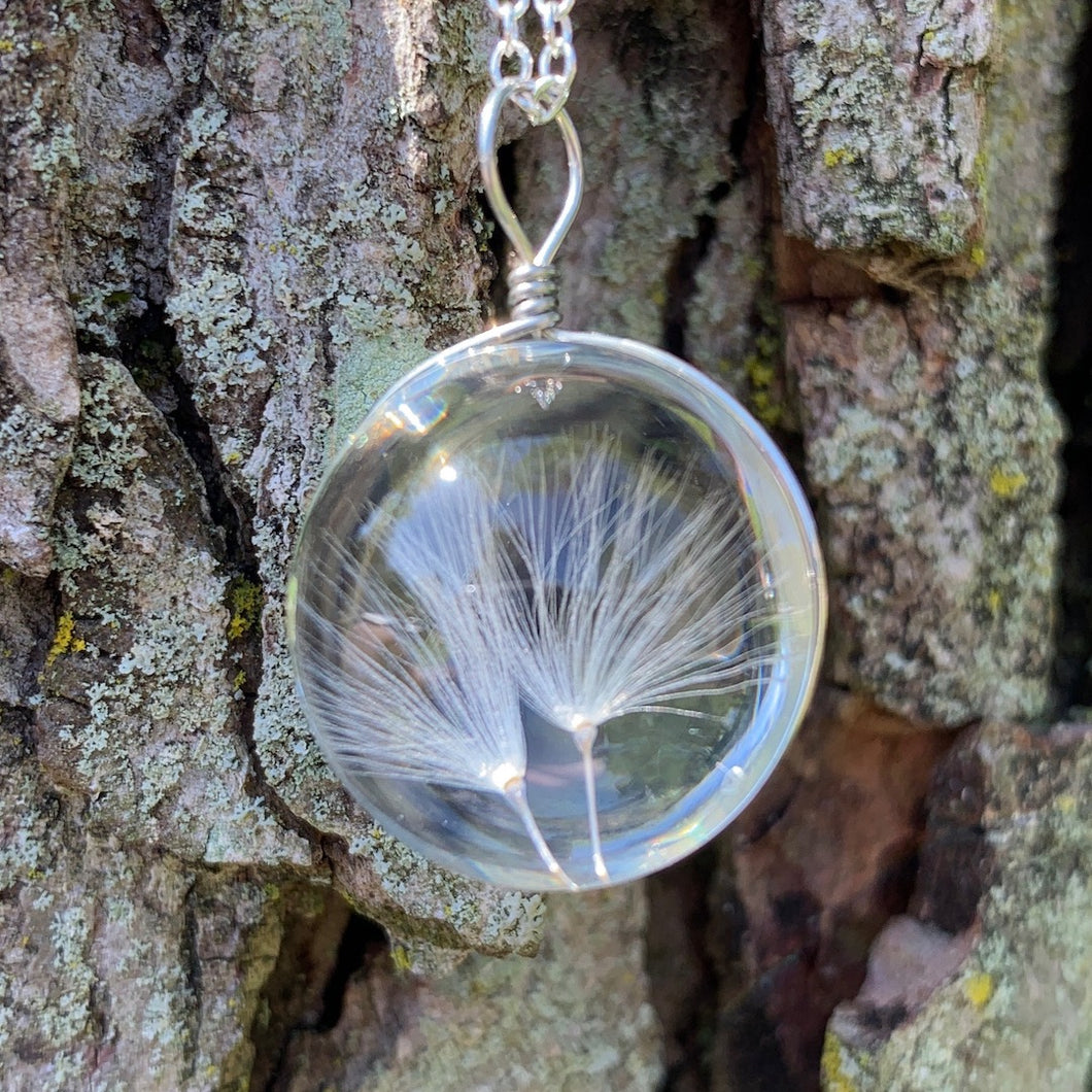 Wish Charm - Dandelion Seed Glass Pendant Necklace
