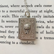 Load image into Gallery viewer, Book Locket - Owl Necklace with Tiny Pages
