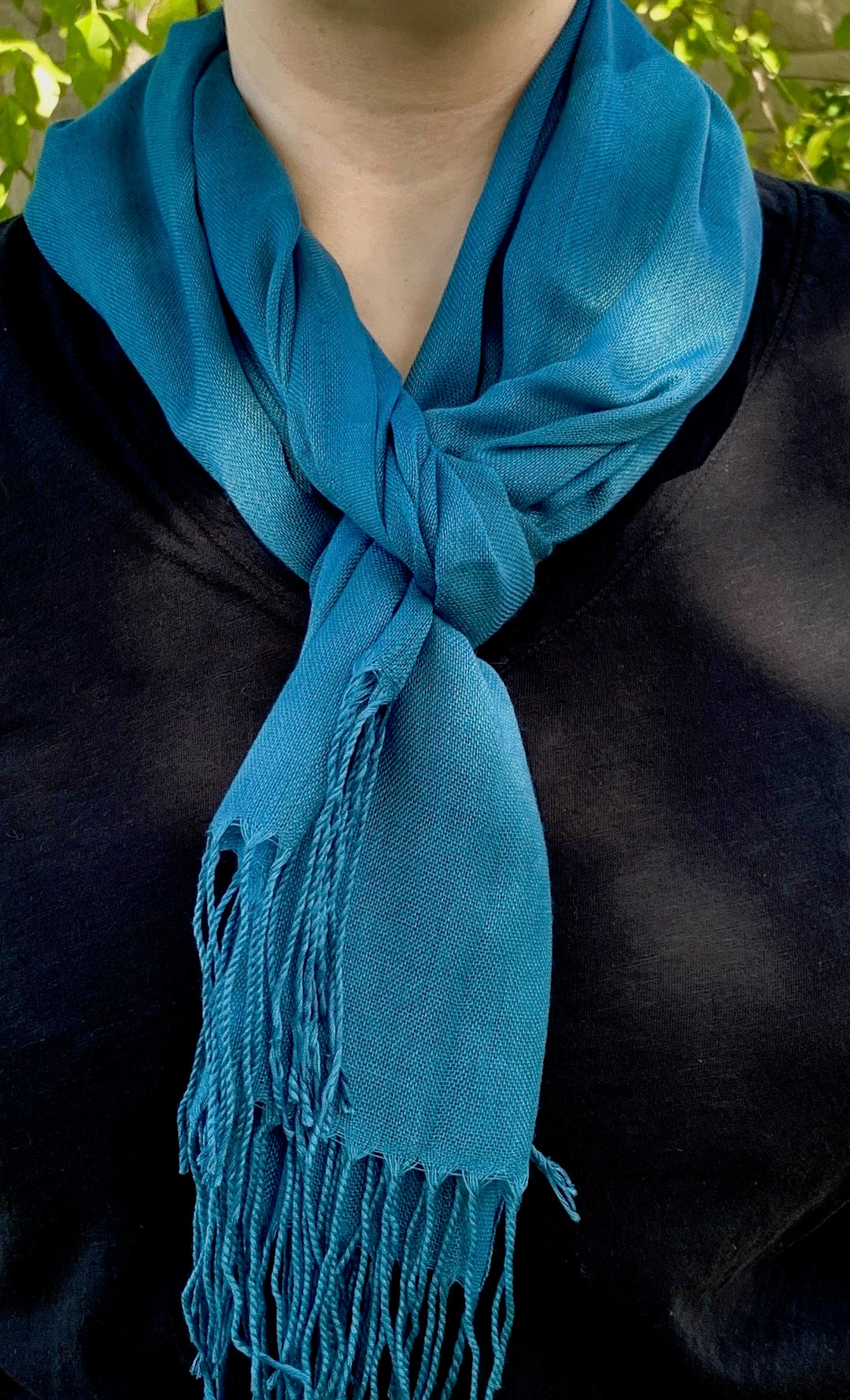 Quickened Shawl - Teal Blue Cotton Scarf