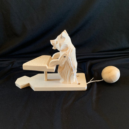 Piano-Playing Bear - Carved Wooden Toy