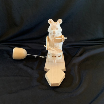 Drumming Bear - Carved Wooden Toy