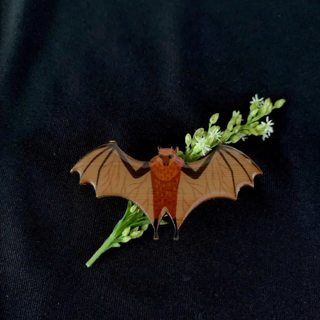 Flying Fox Bat Brooch