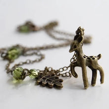 Load image into Gallery viewer, Deer Talisman - Necklace with Oak Leaf Charm
