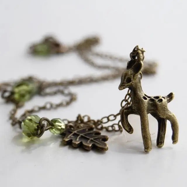 Deer Talisman - Necklace with Oak Leaf Charm