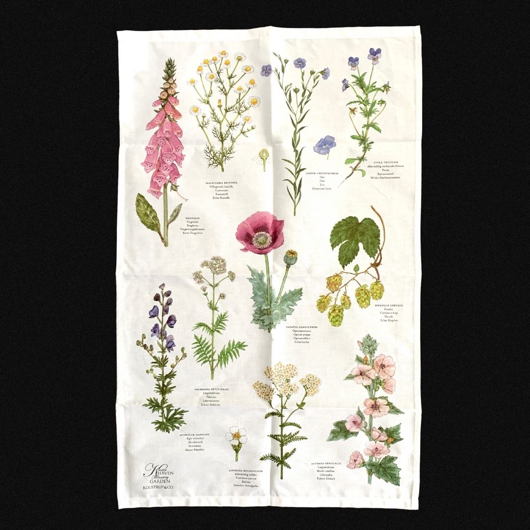 Visual Guide to Remedies and Poisons - Floral Tea Towel