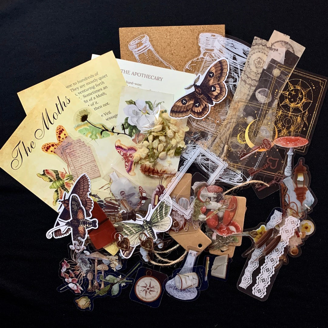 The Moths Collage Kit - Stickers and Paper Ephemera for Scrapbooking