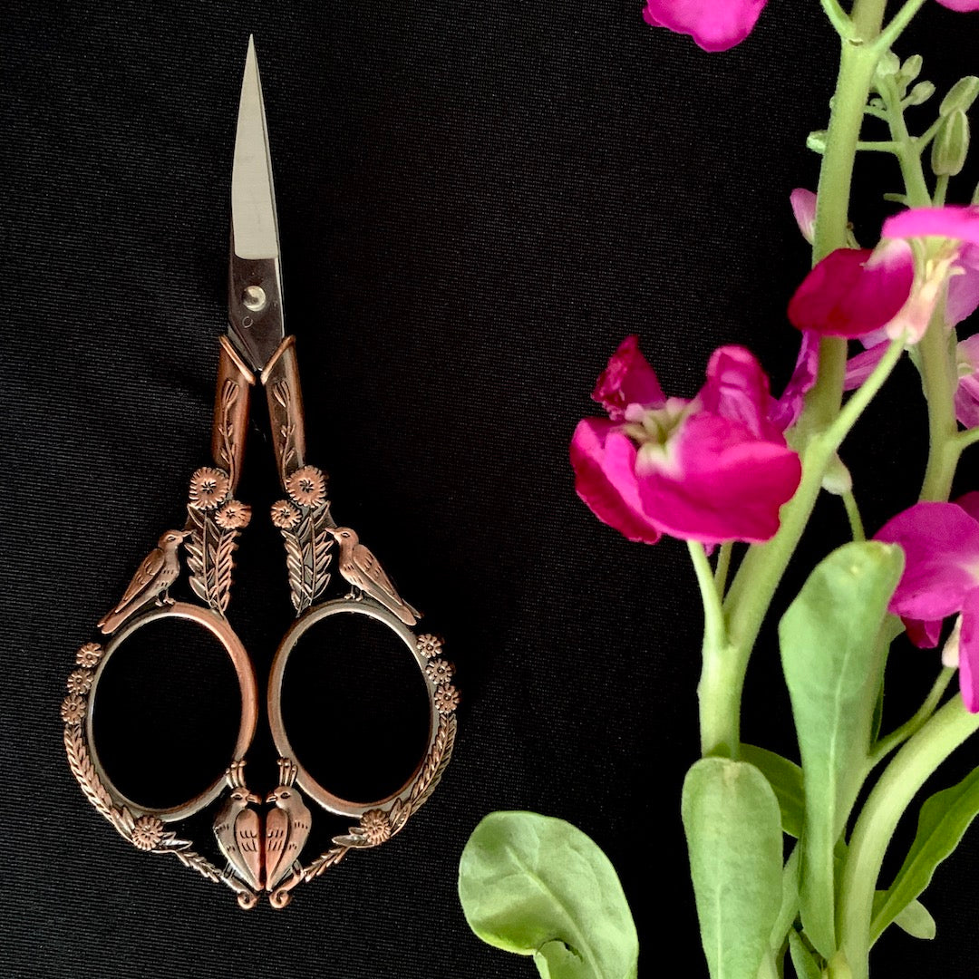 Ornate Scissors - Vintage Birds and Flowers