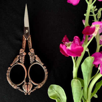 Ornate Scissors - Vintage Birds and Flowers