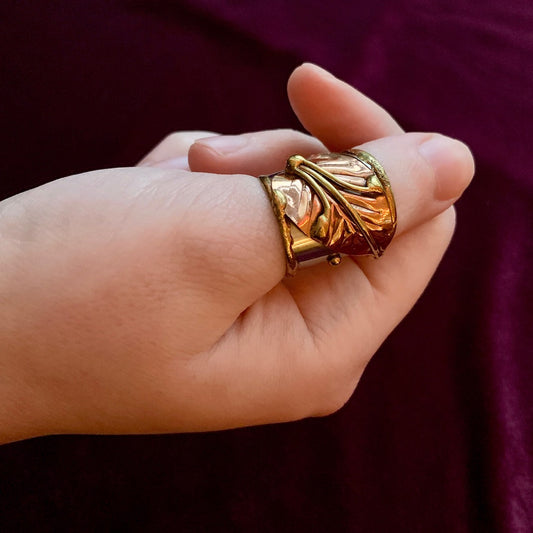 Revealing Ring - Adjustable Mixed-Metal Leaf Ring