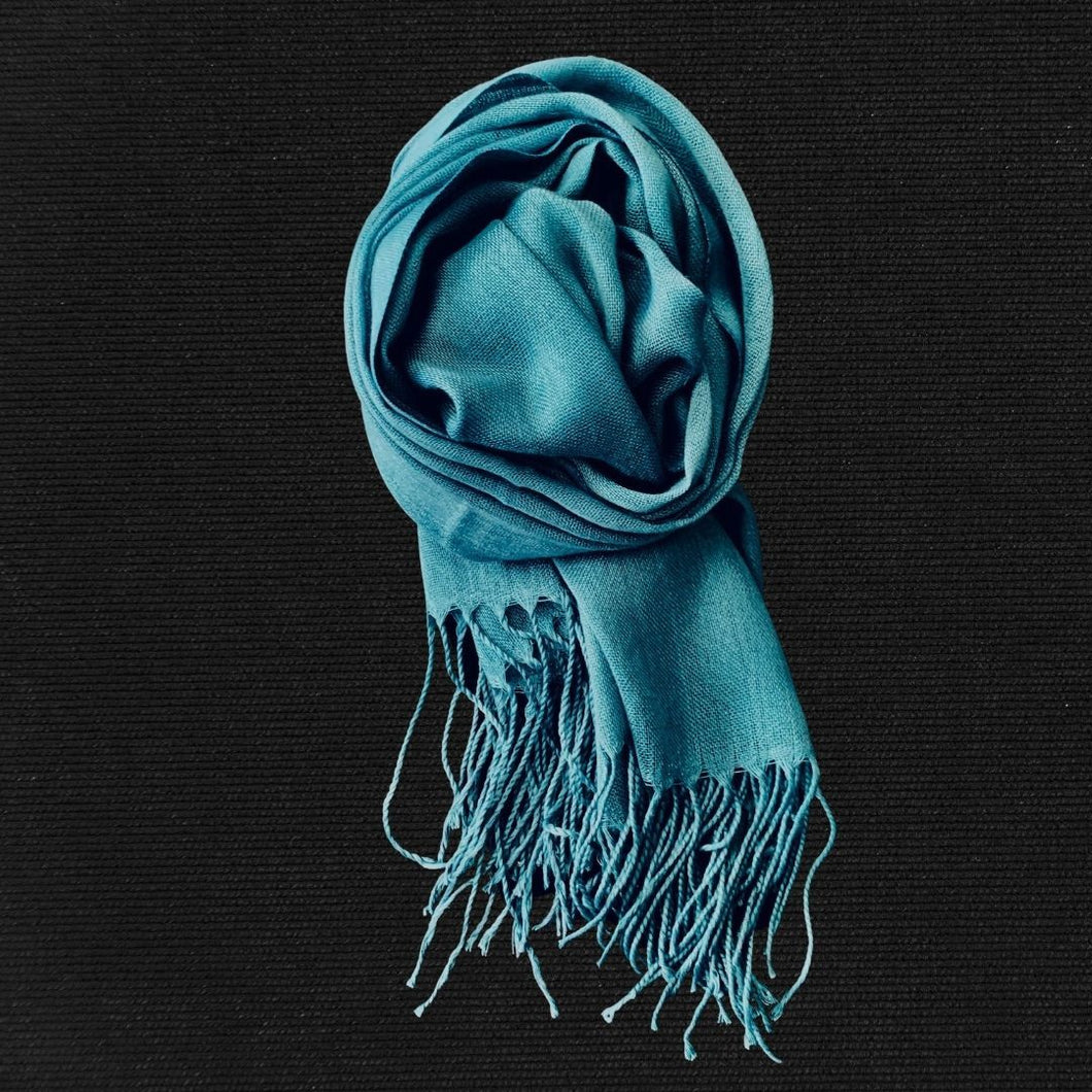 Quickened Shawl - Teal Blue Cotton Scarf