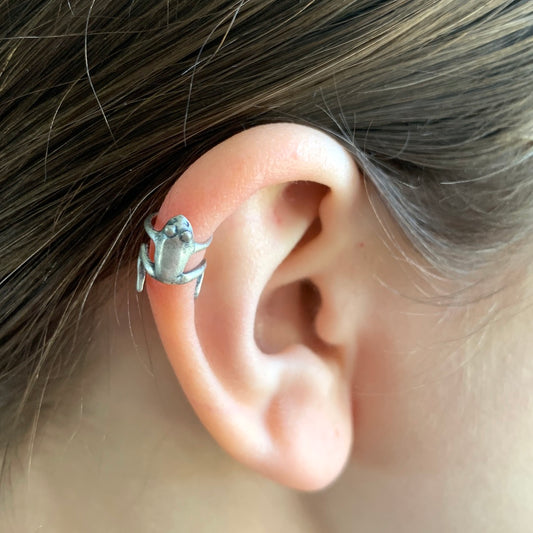 Silver Ear Cuff - Tiny Sterling Frog