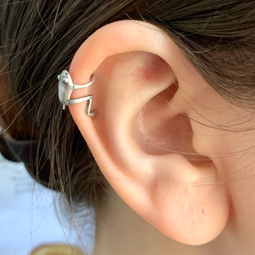 Silver Ear Cuff - Tiny Sterling Frog