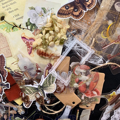 The Moths Collage Kit - Stickers and Paper Ephemera for Scrapbooking